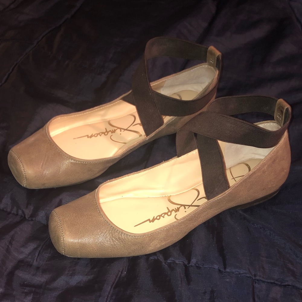 Leather Square Toe Ballet Flats